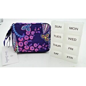 VERA BRADLEY PILL BOX ORGANIZER Batik Leaves FLORAL NWT 4.5"X3.5"X1.5"‎
